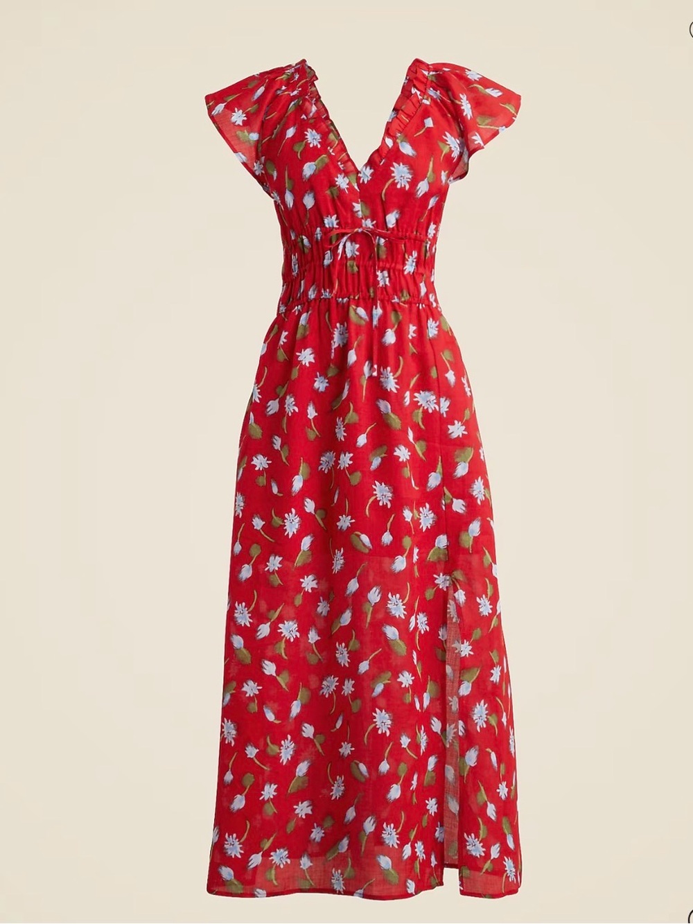 🤎 NWT J. Crew 🤎 Red Floral Palermo Dress in Ramie (XS)
